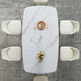 Glam Sintered Stone White Dining Room Set with Round Table Dining Table Furniture Clearhalo 'Dining Room Sets' 'Dining Tables & Seating' 'dining_room_set' 'furn' 'furn_dining_room_set' 'Furniture' 'furniture_dining_room_set' 'Kitchen & Dining Furniture' 'kitchen&dining_furn' 'kitchen' 3474305