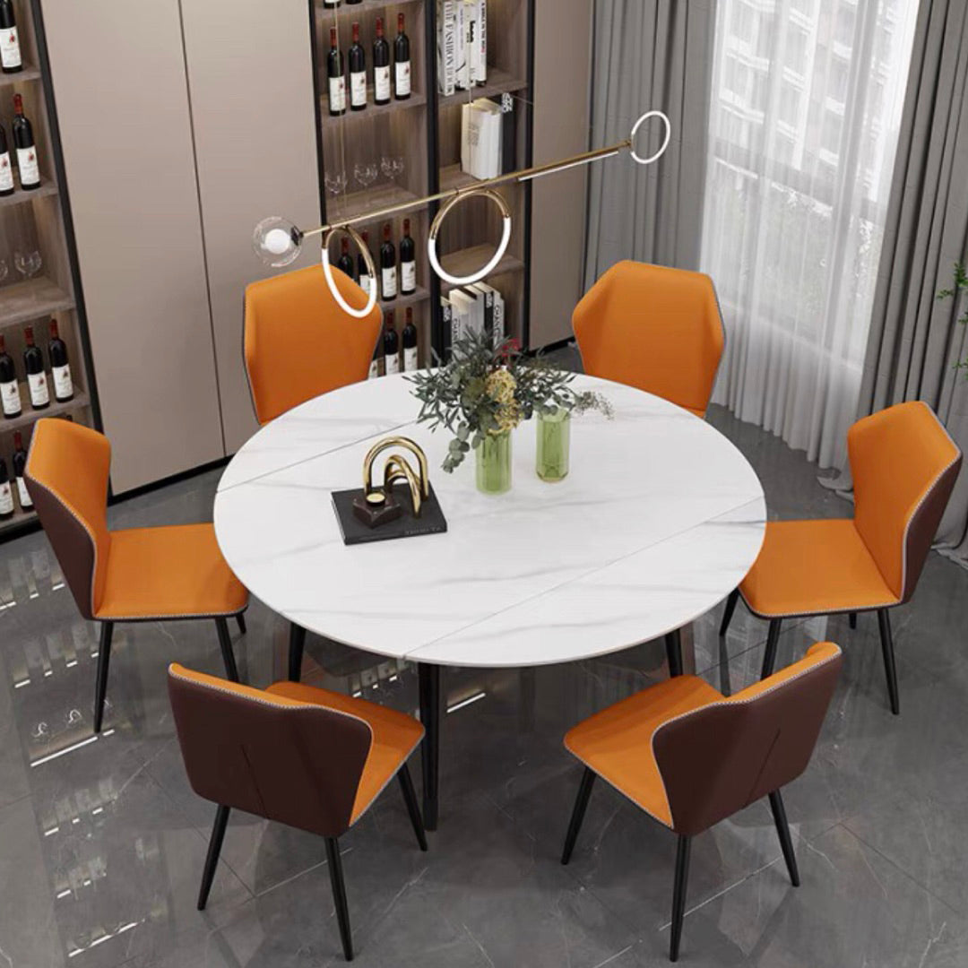 Space-Saving Minimalist Sintered Stone Top Kitchen Table Set of Black Legs Base for Dining Room Clearhalo 'Dining Room Sets' 'Dining Tables & Seating' 'dining_room_set' 'furn' 'furn_dining_room_set' 'Furniture' 'furniture_dining_room_set' 'Kitchen & Dining Furniture' 'kitchen&dining_furn' 'kitchen' 3474310