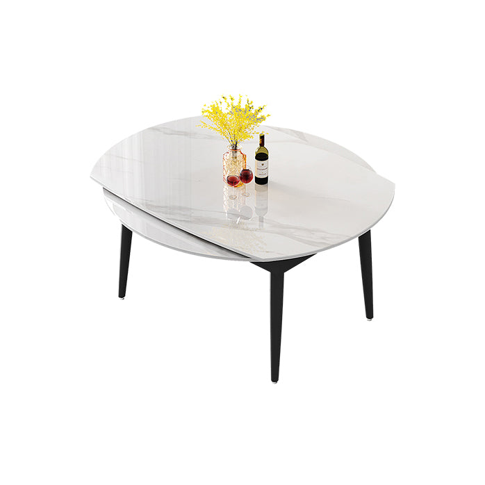 Space-Saving Minimalist Sintered Stone Top Kitchen Table Set of Black Legs Base for Dining Room Clearhalo 'Dining Room Sets' 'Dining Tables & Seating' 'dining_room_set' 'furn' 'furn_dining_room_set' 'Furniture' 'furniture_dining_room_set' 'Kitchen & Dining Furniture' 'kitchen&dining_furn' 'kitchen' 3474312