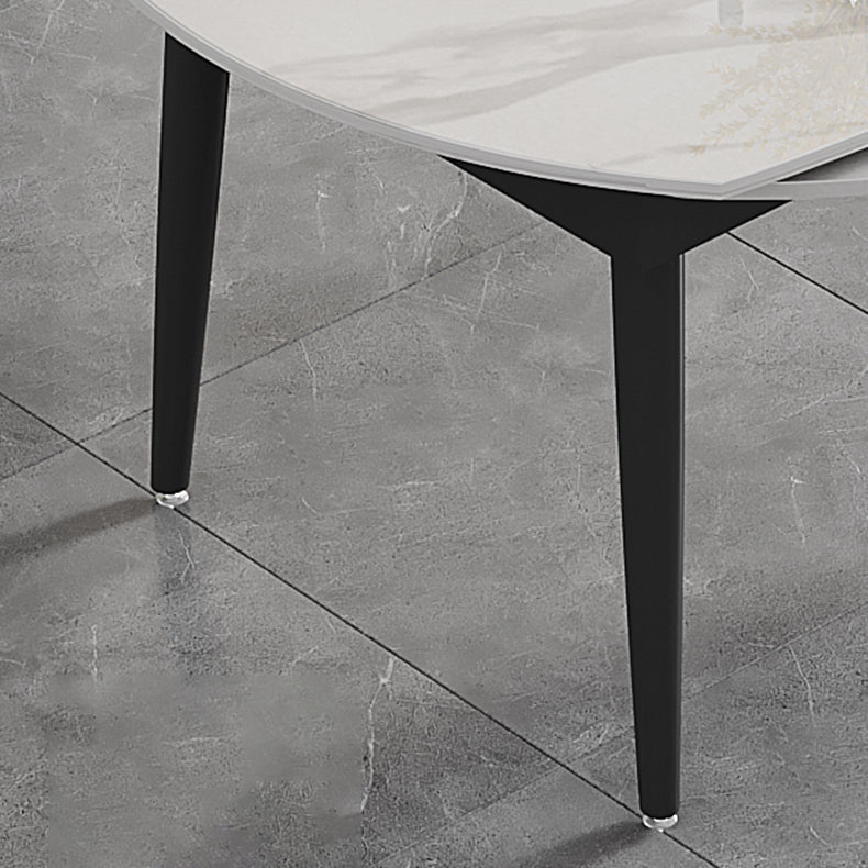 Space-Saving Minimalist Sintered Stone Top Kitchen Table Set of Black Legs Base for Dining Room Clearhalo 'Dining Room Sets' 'Dining Tables & Seating' 'dining_room_set' 'furn' 'furn_dining_room_set' 'Furniture' 'furniture_dining_room_set' 'Kitchen & Dining Furniture' 'kitchen&dining_furn' 'kitchen' 3474314