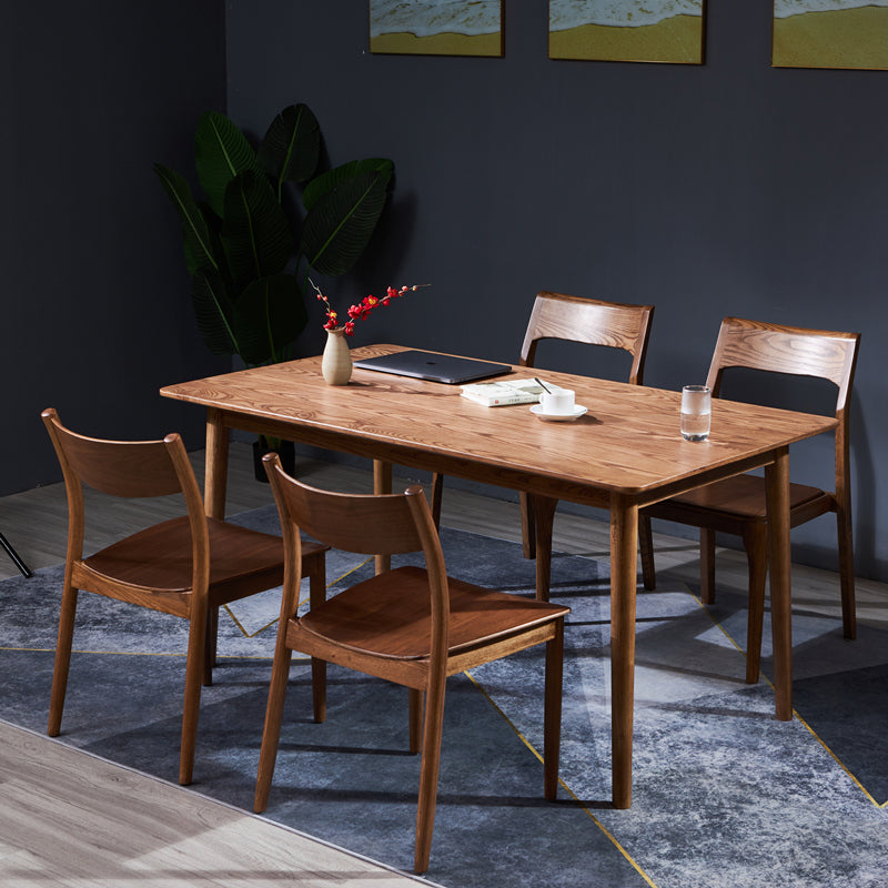 Traditional Style Solid Wood Dining Set with Traditional Height Table and 4 Legs Base for Home Use Brown 5 Piece Set Clearhalo 'Dining Room Sets' 'Dining Tables & Seating' 'dining_room_set' 'furn' 'furn_dining_room_set' 'Furniture' 'furniture_dining_room_set' 'Kitchen & Dining Furniture' 'kitchen&dining_furn' 'kitchen' 3474321