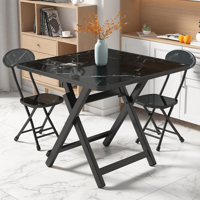 Modern Style Wood Top Dining Set with Square Shape Dinette Set with Double Pedestal Table Black 3 Piece Set Clearhalo 'Dining Room Sets' 'Dining Tables & Seating' 'dining_room_set' 'furn' 'furn_dining_room_set' 'Furniture' 'furniture_dining_room_set' 'Kitchen & Dining Furniture' 'kitchen&dining_furn' 'kitchen' 3474338