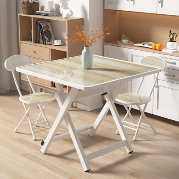 Modern Style Wood Top Dining Set with Square Shape Dinette Set with Double Pedestal Table Natural 3 Piece Set Clearhalo 'Dining Room Sets' 'Dining Tables & Seating' 'dining_room_set' 'furn' 'furn_dining_room_set' 'Furniture' 'furniture_dining_room_set' 'Kitchen & Dining Furniture' 'kitchen&dining_furn' 'kitchen' 3474341