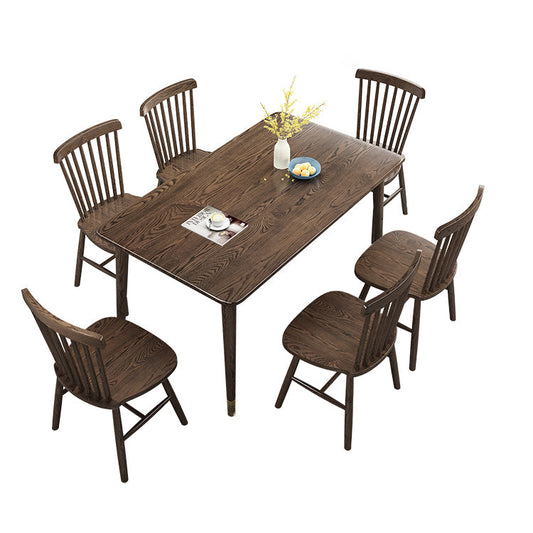 Traditional Solid Wood Dining Room Set with Rectangle Table Home Dining Table Furniture Clearhalo 'Dining Room Sets' 'Dining Tables & Seating' 'dining_room_set' 'furn' 'furn_dining_room_set' 'Furniture' 'furniture_dining_room_set' 'Kitchen & Dining Furniture' 'kitchen&dining_furn' 'kitchen' 3474352