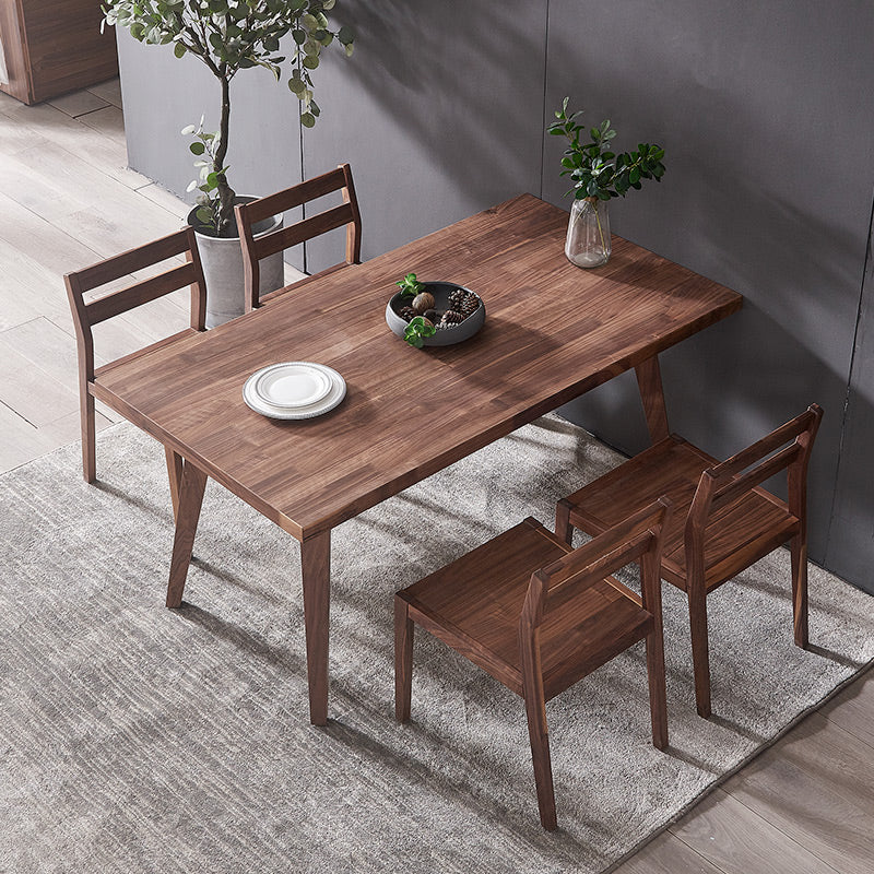 Traditional Style Solid Wood Dining Room Set with Walnut Table and 4 Legs Base 5 Piece Set Clearhalo 'Dining Room Sets' 'Dining Tables & Seating' 'dining_room_set' 'furn' 'furn_dining_room_set' 'Furniture' 'furniture_dining_room_set' 'Kitchen & Dining Furniture' 'kitchen&dining_furn' 'kitchen' 3474361