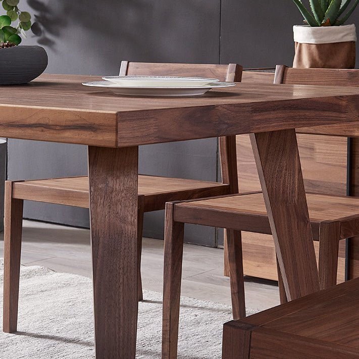 Traditional Style Solid Wood Dining Room Set with Walnut Table and 4 Legs Base Clearhalo 'Dining Room Sets' 'Dining Tables & Seating' 'dining_room_set' 'furn' 'furn_dining_room_set' 'Furniture' 'furniture_dining_room_set' 'Kitchen & Dining Furniture' 'kitchen&dining_furn' 'kitchen' 3474366