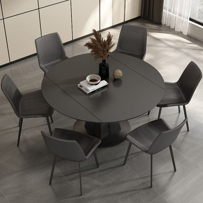 Folding Contemporary Dining Set with Sintered Stone Top Formal Dining Table Furniture 7 Piece Set Clearhalo 'Dining Room Sets' 'Dining Tables & Seating' 'dining_room_set' 'furn' 'furn_dining_room_set' 'Furniture' 'furniture_dining_room_set' 'Kitchen & Dining Furniture' 'kitchen&dining_furn' 'kitchen' 3474399
