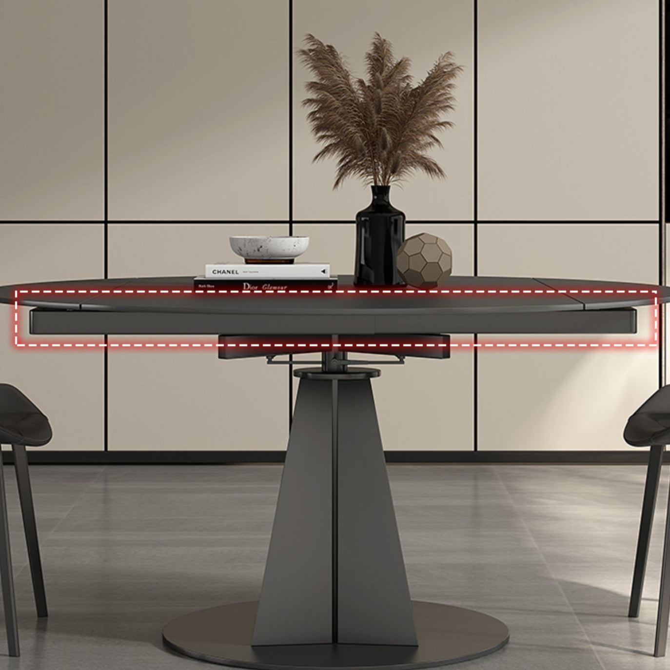 Folding Contemporary Dining Set with Sintered Stone Top Formal Dining Table Furniture Clearhalo 'Dining Room Sets' 'Dining Tables & Seating' 'dining_room_set' 'furn' 'furn_dining_room_set' 'Furniture' 'furniture_dining_room_set' 'Kitchen & Dining Furniture' 'kitchen&dining_furn' 'kitchen' 3474406