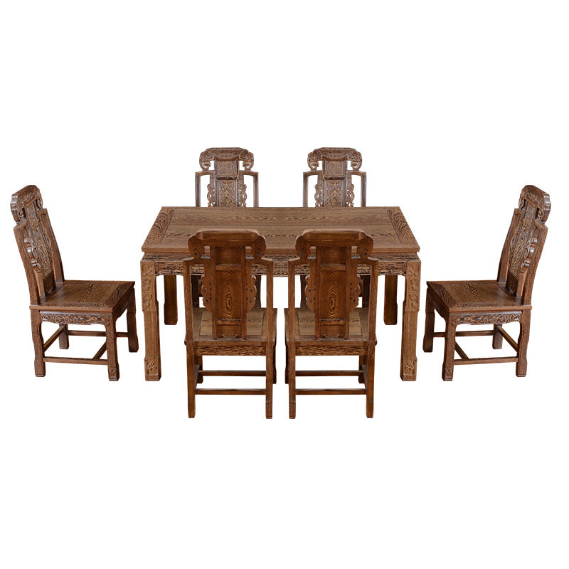 Traditional Style Solid Wood Dining Set with Fixed Table and 4 Legs Base for Home Use Clearhalo 'Dining Room Sets' 'Dining Tables & Seating' 'dining_room_set' 'furn' 'furn_dining_room_set' 'Furniture' 'furniture_dining_room_set' 'Kitchen & Dining Furniture' 'kitchen&dining_furn' 'kitchen' 3474461