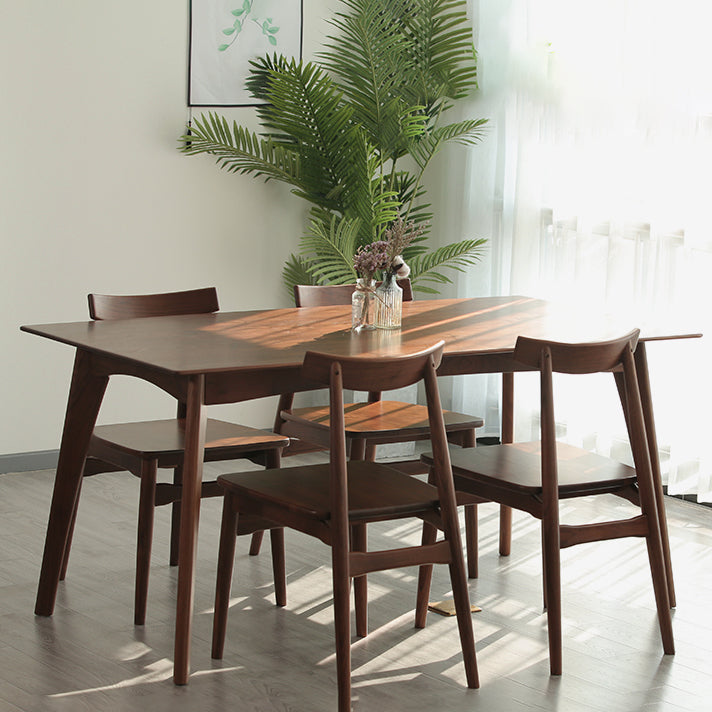 Traditional Style Solid Wood Dining Set with Traditional Height Table and 4 Legs Base Walnut Ladder Back Clearhalo 'Dining Room Sets' 'Dining Tables & Seating' 'dining_room_set' 'furn' 'furn_dining_room_set' 'Furniture' 'furniture_dining_room_set' 'Kitchen & Dining Furniture' 'kitchen&dining_furn' 'kitchen' 3474472