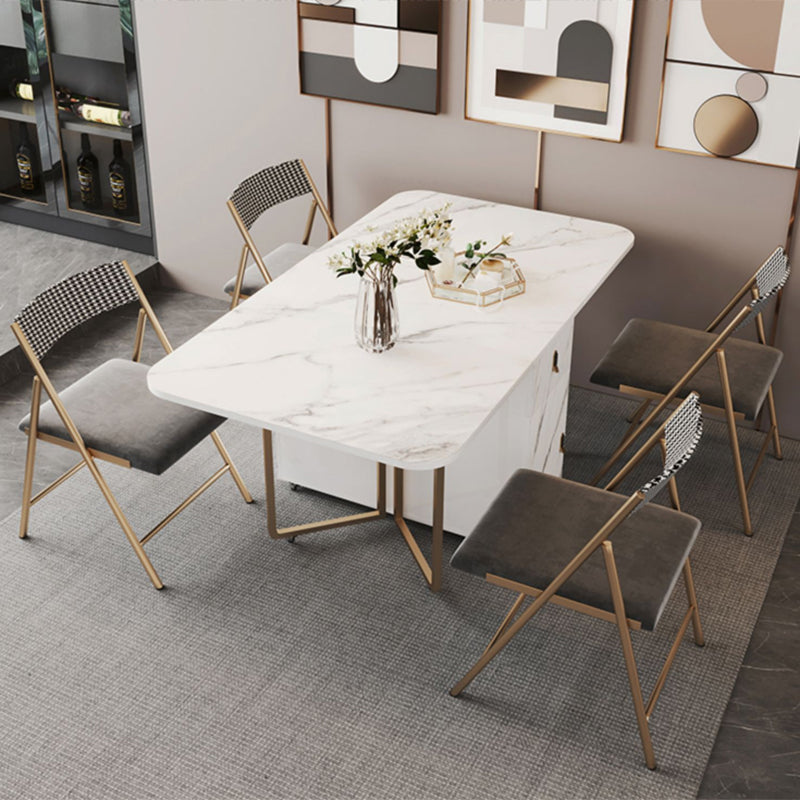 Modern Foldable Dining Room Set Standard Height with Gold Base Dining Furniture Clearhalo 'Dining Room Sets' 'Dining Tables & Seating' 'dining_room_set' 'furn' 'furn_dining_room_set' 'Furniture' 'furniture_dining_room_set' 'Kitchen & Dining Furniture' 'kitchen&dining_furn' 'kitchen' 3474487