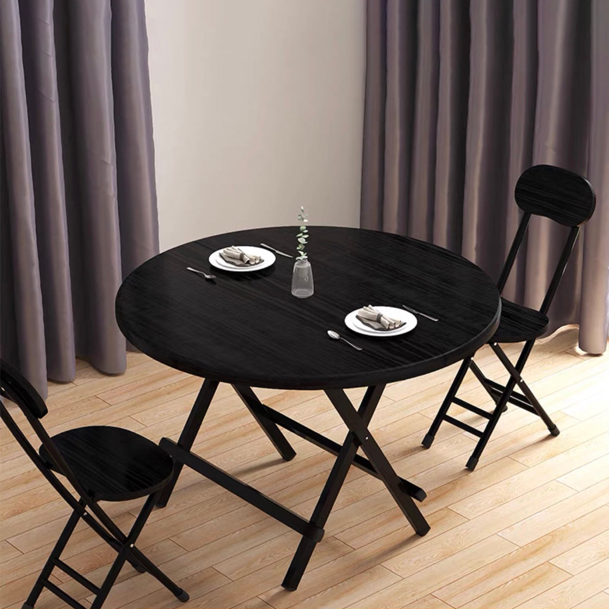 Standard Wooden Top Dining Set with Black Metallic Legs for Dining Furniture Gloss Black 3 Piece Set Clearhalo 'Dining Room Sets' 'Dining Tables & Seating' 'dining_room_set' 'furn' 'furn_dining_room_set' 'Furniture' 'furniture_dining_room_set' 'Kitchen & Dining Furniture' 'kitchen&dining_furn' 'kitchen' 3474523