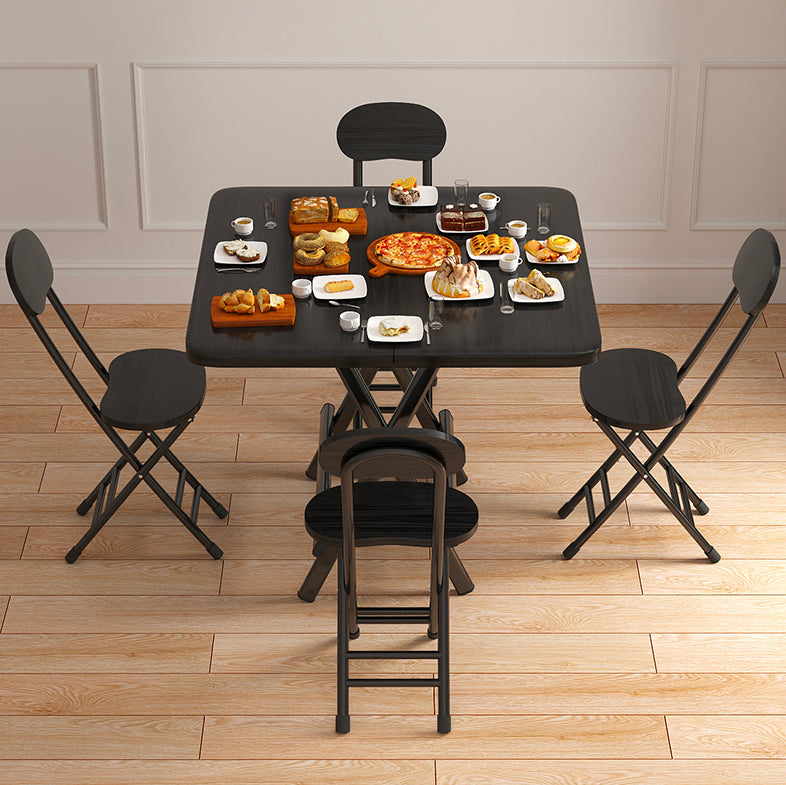Standard Wooden Top Dining Set with Black Metallic Legs for Dining Furniture Clearhalo 'Dining Room Sets' 'Dining Tables & Seating' 'dining_room_set' 'furn' 'furn_dining_room_set' 'Furniture' 'furniture_dining_room_set' 'Kitchen & Dining Furniture' 'kitchen&dining_furn' 'kitchen' 3474526