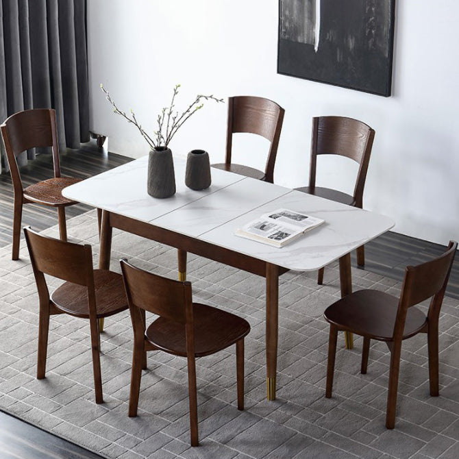 Minimalist Rectangular Dining Table Set Extendable Dining Table Set with Trestle Base Clearhalo 'Dining Room Sets' 'Dining Tables & Seating' 'dining_room_set' 'furn' 'furn_dining_room_set' 'Furniture' 'furniture_dining_room_set' 'Kitchen & Dining Furniture' 'kitchen&dining_furn' 'kitchen' 3474530