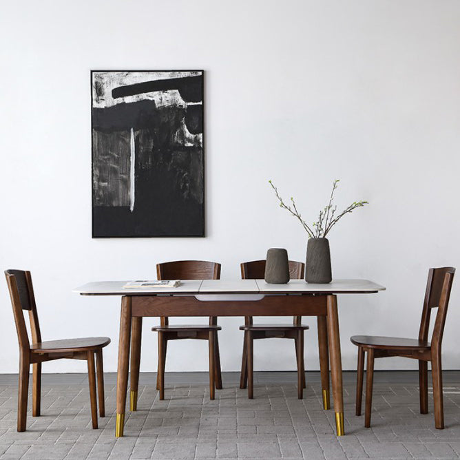 Minimalist Rectangular Dining Table Set Extendable Dining Table Set with Trestle Base Clearhalo 'Dining Room Sets' 'Dining Tables & Seating' 'dining_room_set' 'furn' 'furn_dining_room_set' 'Furniture' 'furniture_dining_room_set' 'Kitchen & Dining Furniture' 'kitchen&dining_furn' 'kitchen' 3474532