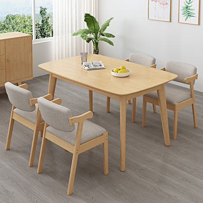 Contemporary Rectangle Shape Solid Wood Dining Set Khaki Standard Dining Set for Kitchen 5 Piece Set Clearhalo 'Dining Room Sets' 'Dining Tables & Seating' 'dining_room_set' 'furn' 'furn_dining_room_set' 'Furniture' 'furniture_dining_room_set' 'Kitchen & Dining Furniture' 'kitchen&dining_furn' 'kitchen' 3474552