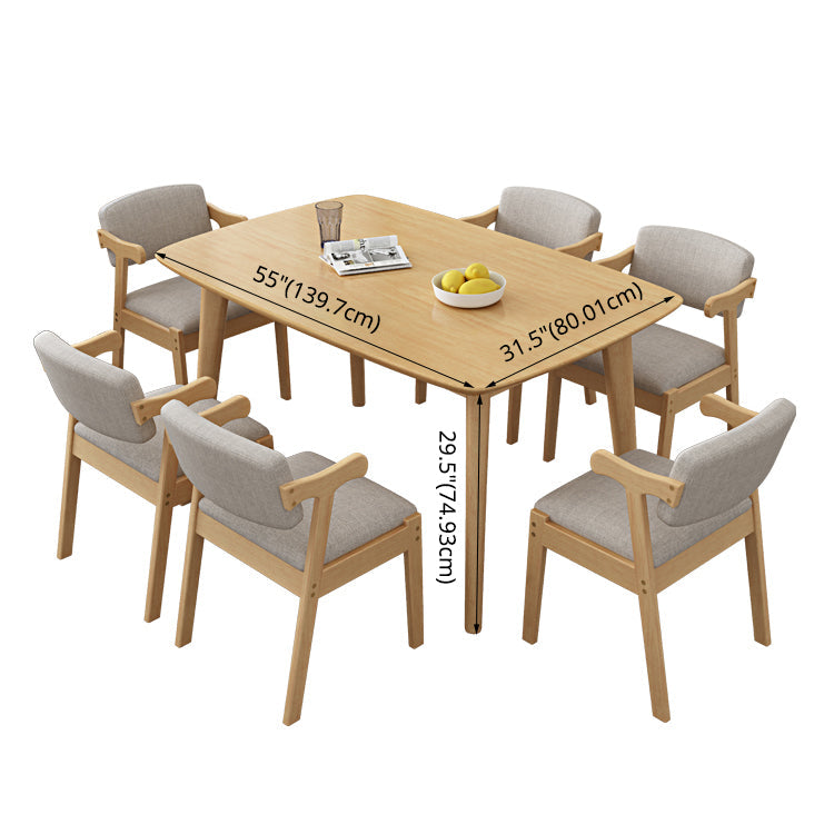 Contemporary Rectangle Shape Solid Wood Dining Set Khaki Standard Dining Set for Kitchen Clearhalo 'Dining Room Sets' 'Dining Tables & Seating' 'dining_room_set' 'furn' 'furn_dining_room_set' 'Furniture' 'furniture_dining_room_set' 'Kitchen & Dining Furniture' 'kitchen&dining_furn' 'kitchen' 3474562