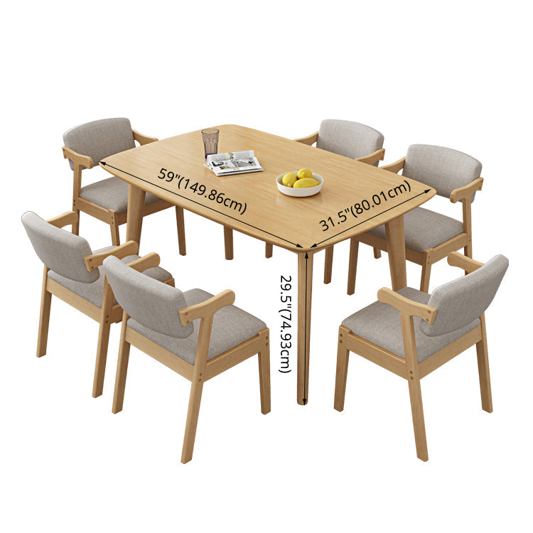 Contemporary Rectangle Shape Solid Wood Dining Set Khaki Standard Dining Set for Kitchen Clearhalo 'Dining Room Sets' 'Dining Tables & Seating' 'dining_room_set' 'furn' 'furn_dining_room_set' 'Furniture' 'furniture_dining_room_set' 'Kitchen & Dining Furniture' 'kitchen&dining_furn' 'kitchen' 3474563