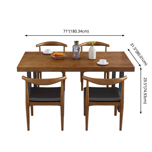Country Style Fixed Solid Wood Dining Room Table with 2 Black Metallic Legs for Kitchen Set Clearhalo 'Dining Room Sets' 'Dining Tables & Seating' 'dining_room_set' 'furn' 'furn_dining_room_set' 'Furniture' 'furniture_dining_room_set' 'Kitchen & Dining Furniture' 'kitchen&dining_furn' 'kitchen' 3474574