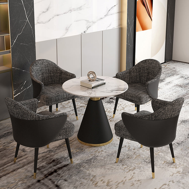 Scandinavian Sintered Stone Dining Set with Pedestal Base Dining Furniture for Home Use Clearhalo 'Dining Room Sets' 'Dining Tables & Seating' 'dining_room_set' 'furn' 'furn_dining_room_set' 'Furniture' 'furniture_dining_room_set' 'Kitchen & Dining Furniture' 'kitchen&dining_furn' 'kitchen' 3474578