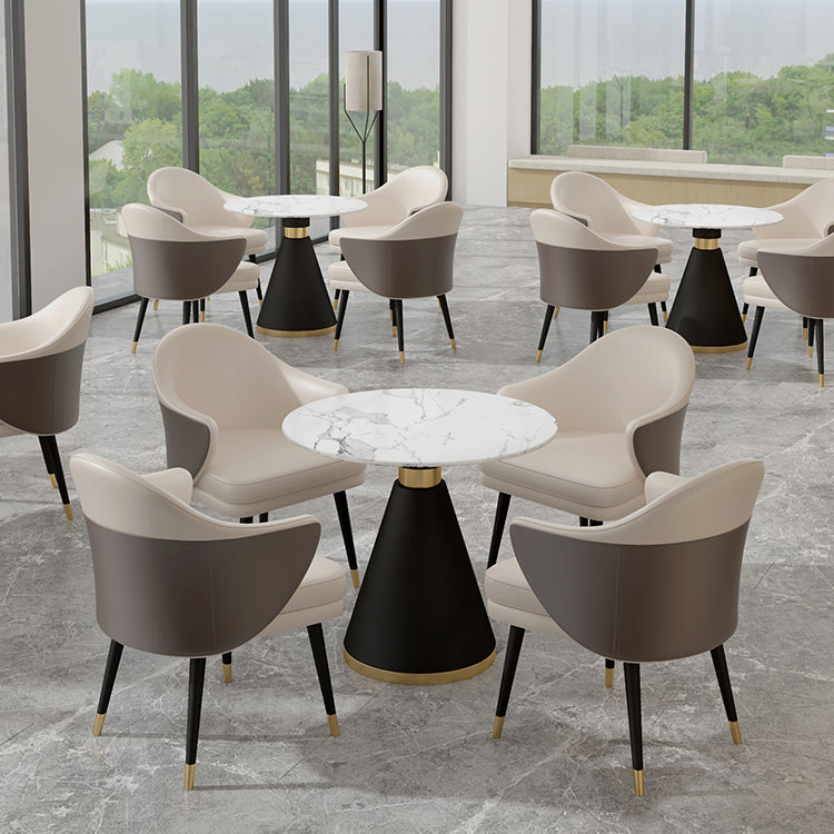 Scandinavian Sintered Stone Dining Set with Pedestal Base Dining Furniture for Home Use Clearhalo 'Dining Room Sets' 'Dining Tables & Seating' 'dining_room_set' 'furn' 'furn_dining_room_set' 'Furniture' 'furniture_dining_room_set' 'Kitchen & Dining Furniture' 'kitchen&dining_furn' 'kitchen' 3474593