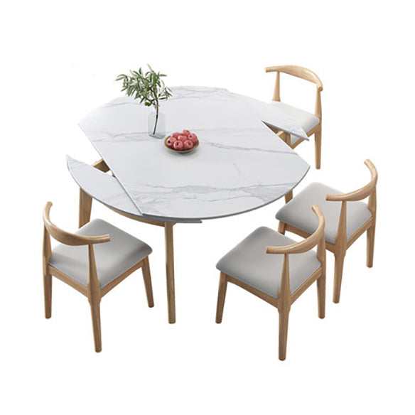 Traditional Sintered Stone Top Dining Set with 4 Brown Solid Wood Legs for Dining Furniture 5 Piece Set Clearhalo 'Dining Room Sets' 'Dining Tables & Seating' 'dining_room_set' 'furn' 'furn_dining_room_set' 'Furniture' 'furniture_dining_room_set' 'Kitchen & Dining Furniture' 'kitchen&dining_furn' 'kitchen' 3474605