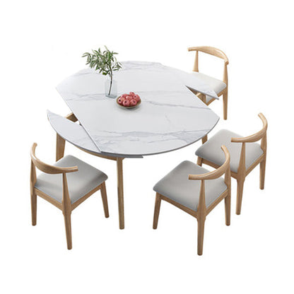Traditional Sintered Stone Top Dining Set with 4 Brown Solid Wood Legs for Dining Furniture 5 Piece Set Clearhalo 'Dining Room Sets' 'Dining Tables & Seating' 'dining_room_set' 'furn' 'furn_dining_room_set' 'Furniture' 'furniture_dining_room_set' 'Kitchen & Dining Furniture' 'kitchen&dining_furn' 'kitchen' 3474605