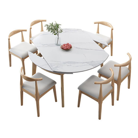 Traditional Sintered Stone Top Dining Set with 4 Brown Solid Wood Legs for Dining Furniture Clearhalo 'Dining Room Sets' 'Dining Tables & Seating' 'dining_room_set' 'furn' 'furn_dining_room_set' 'Furniture' 'furniture_dining_room_set' 'Kitchen & Dining Furniture' 'kitchen&dining_furn' 'kitchen' 3474609