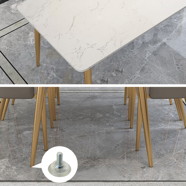 Scandinavian Style Dining Room Set Sintered Stone Top Dinette Set with Metal 4 Legs Base Clearhalo 'Dining Room Sets' 'Dining Tables & Seating' 'dining_room_set' 'furn' 'furn_dining_room_set' 'Furniture' 'furniture_dining_room_set' 'Kitchen & Dining Furniture' 'kitchen&dining_furn' 'kitchen' 3474622