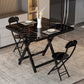 Modern Style Solid Wood Dining Set with Double Pedestal Base Dinette Set for Home Black 3 Piece Set Clearhalo 'Dining Room Sets' 'Dining Tables & Seating' 'dining_room_set' 'furn' 'furn_dining_room_set' 'Furniture' 'furniture_dining_room_set' 'Kitchen & Dining Furniture' 'kitchen&dining_furn' 'kitchen' 3474639