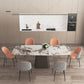 Modern Sintered Stone Table Set of 5/7 with Rectangle Table Dining Set with Orange PU Leather Chairs Clearhalo 'Dining Room Sets' 'Dining Tables & Seating' 'dining_room_set' 'furn' 'furn_dining_room_set' 'Furniture' 'furniture_dining_room_set' 'Kitchen & Dining Furniture' 'kitchen&dining_furn' 'kitchen' 3474664