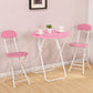 Folding Dining Table Set with Round Top and White Base Table Set for Home Use Pink 3 Piece Set Clearhalo 'Dining Room Sets' 'Dining Tables & Seating' 'dining_room_set' 'furn' 'furn_dining_room_set' 'Furniture' 'furniture_dining_room_set' 'Kitchen & Dining Furniture' 'kitchen&dining_furn' 'kitchen' 3474667