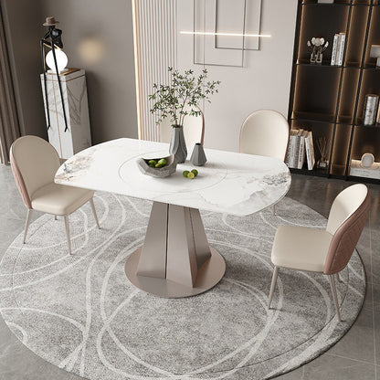 Modern Sintered Stone White Dining Room Set Space-Saving Design Dining Table Furniture 5 Piece Set Clearhalo 'Dining Room Sets' 'Dining Tables & Seating' 'dining_room_set' 'furn' 'furn_dining_room_set' 'Furniture' 'furniture_dining_room_set' 'Kitchen & Dining Furniture' 'kitchen&dining_furn' 'kitchen' 3474679