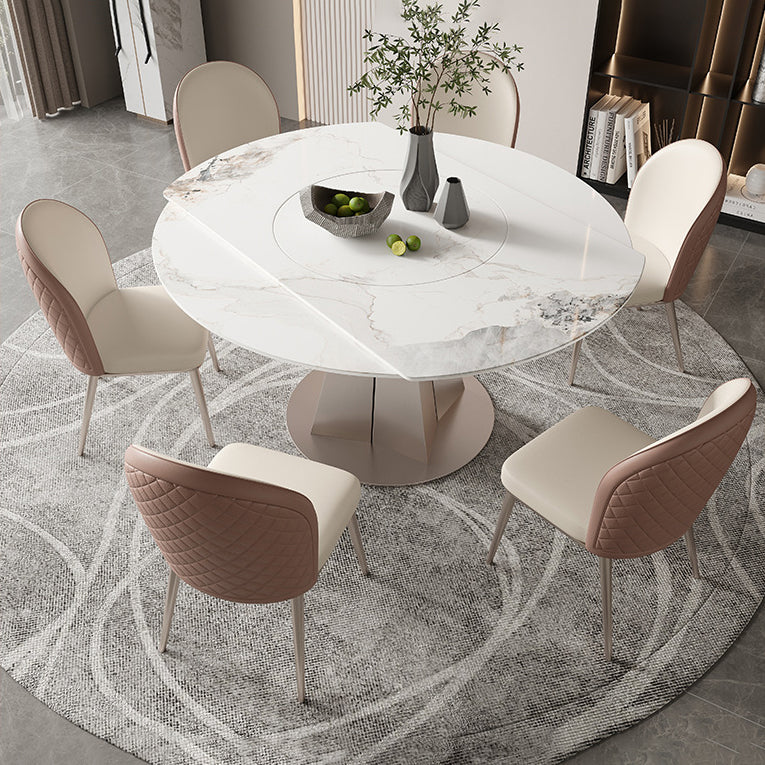 Modern Sintered Stone White Dining Room Set Space-Saving Design Dining Table Furniture Clearhalo 'Dining Room Sets' 'Dining Tables & Seating' 'dining_room_set' 'furn' 'furn_dining_room_set' 'Furniture' 'furniture_dining_room_set' 'Kitchen & Dining Furniture' 'kitchen&dining_furn' 'kitchen' 3474680