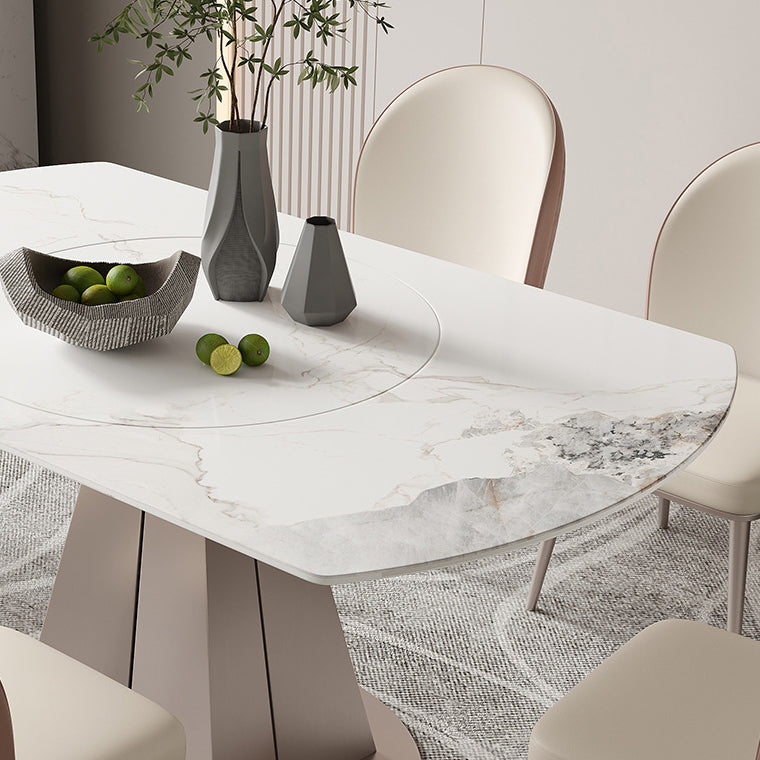 Modern Sintered Stone White Dining Room Set Space-Saving Design Dining Table Furniture Clearhalo 'Dining Room Sets' 'Dining Tables & Seating' 'dining_room_set' 'furn' 'furn_dining_room_set' 'Furniture' 'furniture_dining_room_set' 'Kitchen & Dining Furniture' 'kitchen&dining_furn' 'kitchen' 3474686