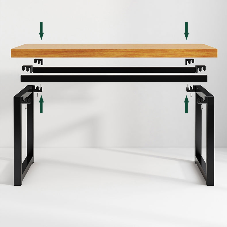 Contemporary Style Rectangular MDF Dining Set Dining Table with Metal Trestle Base Clearhalo 'Dining Room Sets' 'Dining Tables & Seating' 'dining_room_set' 'furn' 'furn_dining_room_set' 'Furniture' 'furniture_dining_room_set' 'Kitchen & Dining Furniture' 'kitchen&dining_furn' 'kitchen' 3474696