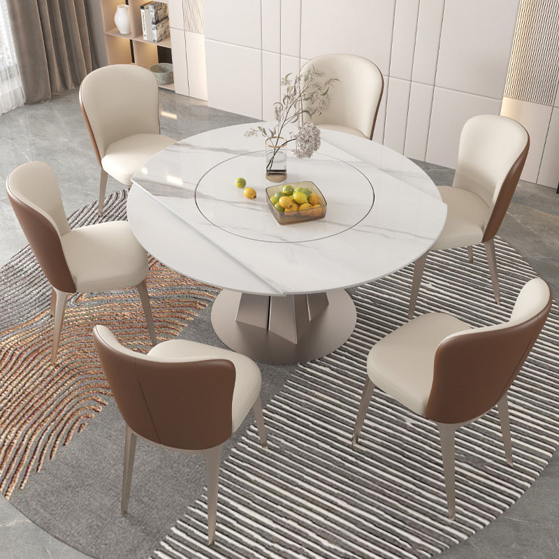 Modern Round Sintered Stone Dining Room Set Space-Saving Design Dining Table Furniture Clearhalo 'Dining Room Sets' 'Dining Tables & Seating' 'dining_room_set' 'furn' 'furn_dining_room_set' 'Furniture' 'furniture_dining_room_set' 'Kitchen & Dining Furniture' 'kitchen&dining_furn' 'kitchen' 3474735