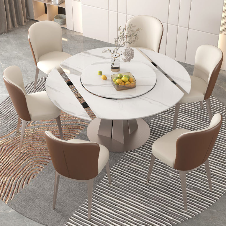 Modern Round Sintered Stone Dining Room Set Space-Saving Design Dining Table Furniture Clearhalo 'Dining Room Sets' 'Dining Tables & Seating' 'dining_room_set' 'furn' 'furn_dining_room_set' 'Furniture' 'furniture_dining_room_set' 'Kitchen & Dining Furniture' 'kitchen&dining_furn' 'kitchen' 3474737