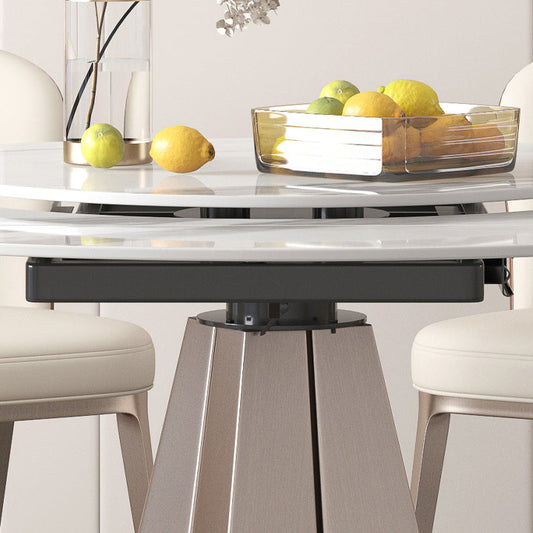 Modern Round Sintered Stone Dining Room Set Space-Saving Design Dining Table Furniture Clearhalo 'Dining Room Sets' 'Dining Tables & Seating' 'dining_room_set' 'furn' 'furn_dining_room_set' 'Furniture' 'furniture_dining_room_set' 'Kitchen & Dining Furniture' 'kitchen&dining_furn' 'kitchen' 3474742