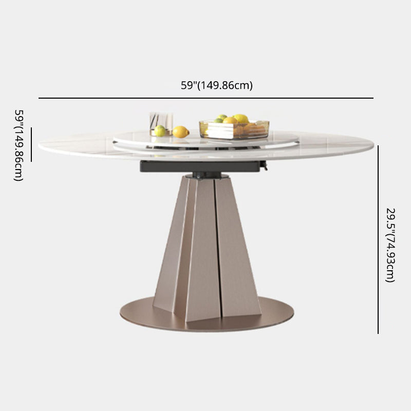 Modern Round Sintered Stone Dining Room Set Space-Saving Design Dining Table Furniture Clearhalo 'Dining Room Sets' 'Dining Tables & Seating' 'dining_room_set' 'furn' 'furn_dining_room_set' 'Furniture' 'furniture_dining_room_set' 'Kitchen & Dining Furniture' 'kitchen&dining_furn' 'kitchen' 3474747