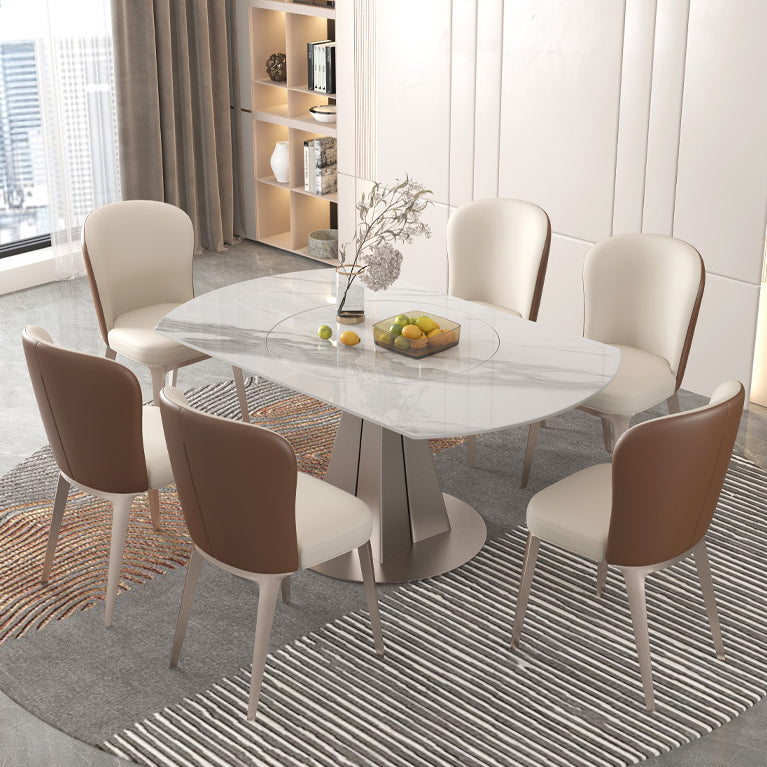 Modern Round Sintered Stone Dining Room Set Space-Saving Design Dining Table Furniture Clearhalo 'Dining Room Sets' 'Dining Tables & Seating' 'dining_room_set' 'furn' 'furn_dining_room_set' 'Furniture' 'furniture_dining_room_set' 'Kitchen & Dining Furniture' 'kitchen&dining_furn' 'kitchen' 3474749