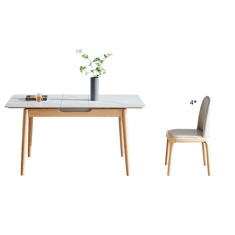 Standard Sintered Stone Top Dining Set with Light Brown Solid Wood Legs for Dining Furniture 5 Piece Set Clearhalo 'Dining Room Sets' 'Dining Tables & Seating' 'dining_room_set' 'furn' 'furn_dining_room_set' 'Furniture' 'furniture_dining_room_set' 'Kitchen & Dining Furniture' 'kitchen&dining_furn' 'kitchen' 3474751