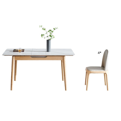 Standard Sintered Stone Top Dining Set with Light Brown Solid Wood Legs for Dining Furniture 5 Piece Set Clearhalo 'Dining Room Sets' 'Dining Tables & Seating' 'dining_room_set' 'furn' 'furn_dining_room_set' 'Furniture' 'furniture_dining_room_set' 'Kitchen & Dining Furniture' 'kitchen&dining_furn' 'kitchen' 3474751