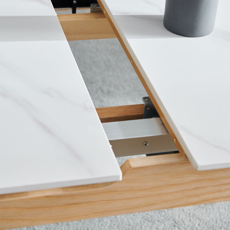 Standard Sintered Stone Top Dining Set with Light Brown Solid Wood Legs for Dining Furniture Clearhalo 'Dining Room Sets' 'Dining Tables & Seating' 'dining_room_set' 'furn' 'furn_dining_room_set' 'Furniture' 'furniture_dining_room_set' 'Kitchen & Dining Furniture' 'kitchen&dining_furn' 'kitchen' 3474757