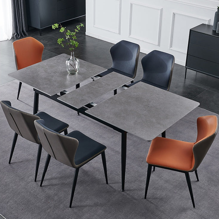 Kitchen Modern Sintered Stone Top Dinette Set with Removable Leaf Dining Room Furniture Clearhalo 'Dining Room Sets' 'Dining Tables & Seating' 'dining_room_set' 'furn' 'furn_dining_room_set' 'Furniture' 'furniture_dining_room_set' 'Kitchen & Dining Furniture' 'kitchen&dining_furn' 'kitchen' 3474774