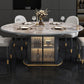 Glam Style Round Sintered Stone Dining Room Set Space-Saving Design Dining Table Furniture Clearhalo 'Dining Room Sets' 'Dining Tables & Seating' 'dining_room_set' 'furn' 'furn_dining_room_set' 'Furniture' 'furniture_dining_room_set' 'Kitchen & Dining Furniture' 'kitchen&dining_furn' 'kitchen' 3474800