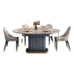 Glam Style Round Sintered Stone Dining Room Set Space-Saving Design Dining Table Furniture Clearhalo 'Dining Room Sets' 'Dining Tables & Seating' 'dining_room_set' 'furn' 'furn_dining_room_set' 'Furniture' 'furniture_dining_room_set' 'Kitchen & Dining Furniture' 'kitchen&dining_furn' 'kitchen' 3474802