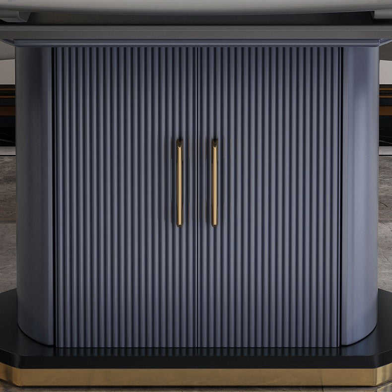 Glam Style Round Sintered Stone Dining Room Set Space-Saving Design Dining Table Furniture Clearhalo 'Dining Room Sets' 'Dining Tables & Seating' 'dining_room_set' 'furn' 'furn_dining_room_set' 'Furniture' 'furniture_dining_room_set' 'Kitchen & Dining Furniture' 'kitchen&dining_furn' 'kitchen' 3474803