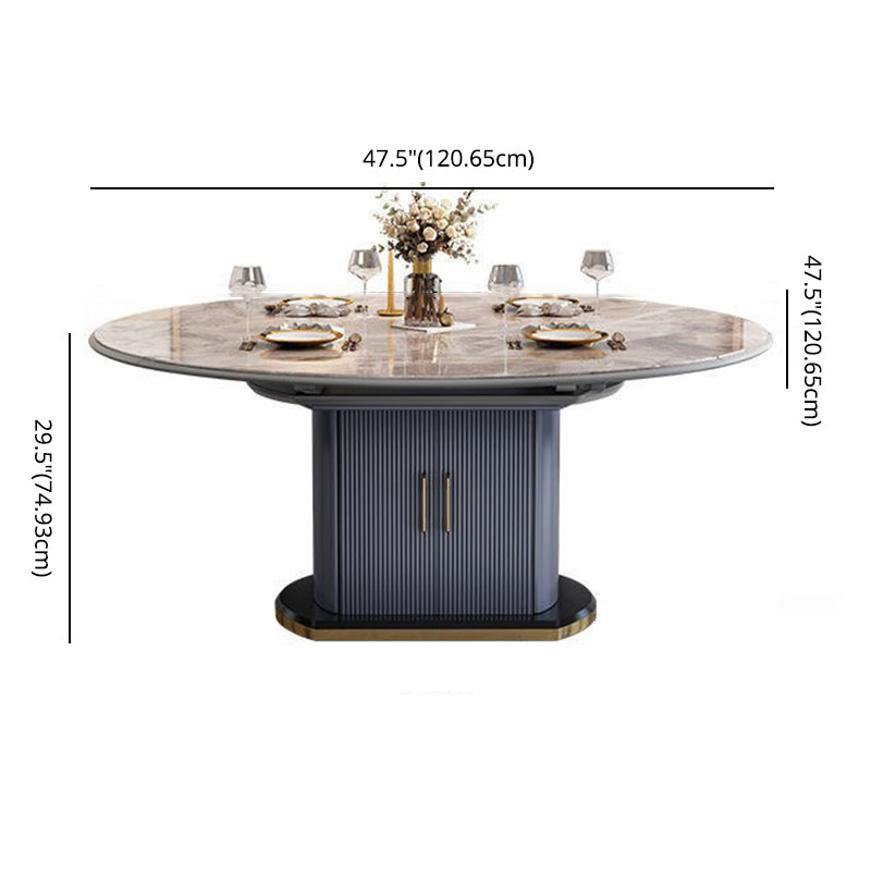 Glam Style Round Sintered Stone Dining Room Set Space-Saving Design Dining Table Furniture Clearhalo 'Dining Room Sets' 'Dining Tables & Seating' 'dining_room_set' 'furn' 'furn_dining_room_set' 'Furniture' 'furniture_dining_room_set' 'Kitchen & Dining Furniture' 'kitchen&dining_furn' 'kitchen' 3474807