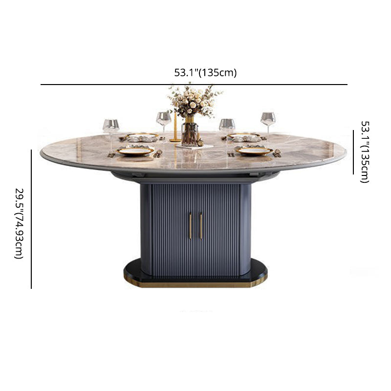 Glam Style Round Sintered Stone Dining Room Set Space-Saving Design Dining Table Furniture Clearhalo 'Dining Room Sets' 'Dining Tables & Seating' 'dining_room_set' 'furn' 'furn_dining_room_set' 'Furniture' 'furniture_dining_room_set' 'Kitchen & Dining Furniture' 'kitchen&dining_furn' 'kitchen' 3474808